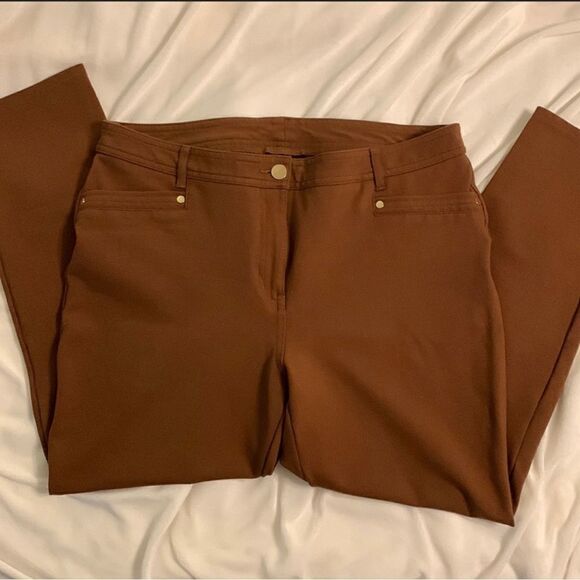 Chico’s “So Slimming” Refined Ponte Ankle Pant | Brown - Picture 2 of 16
